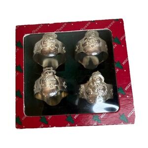 Reed Barton Vintage Italian Silver‎ R925 Santa Snowman Napkin Ring Set 4 1428/4